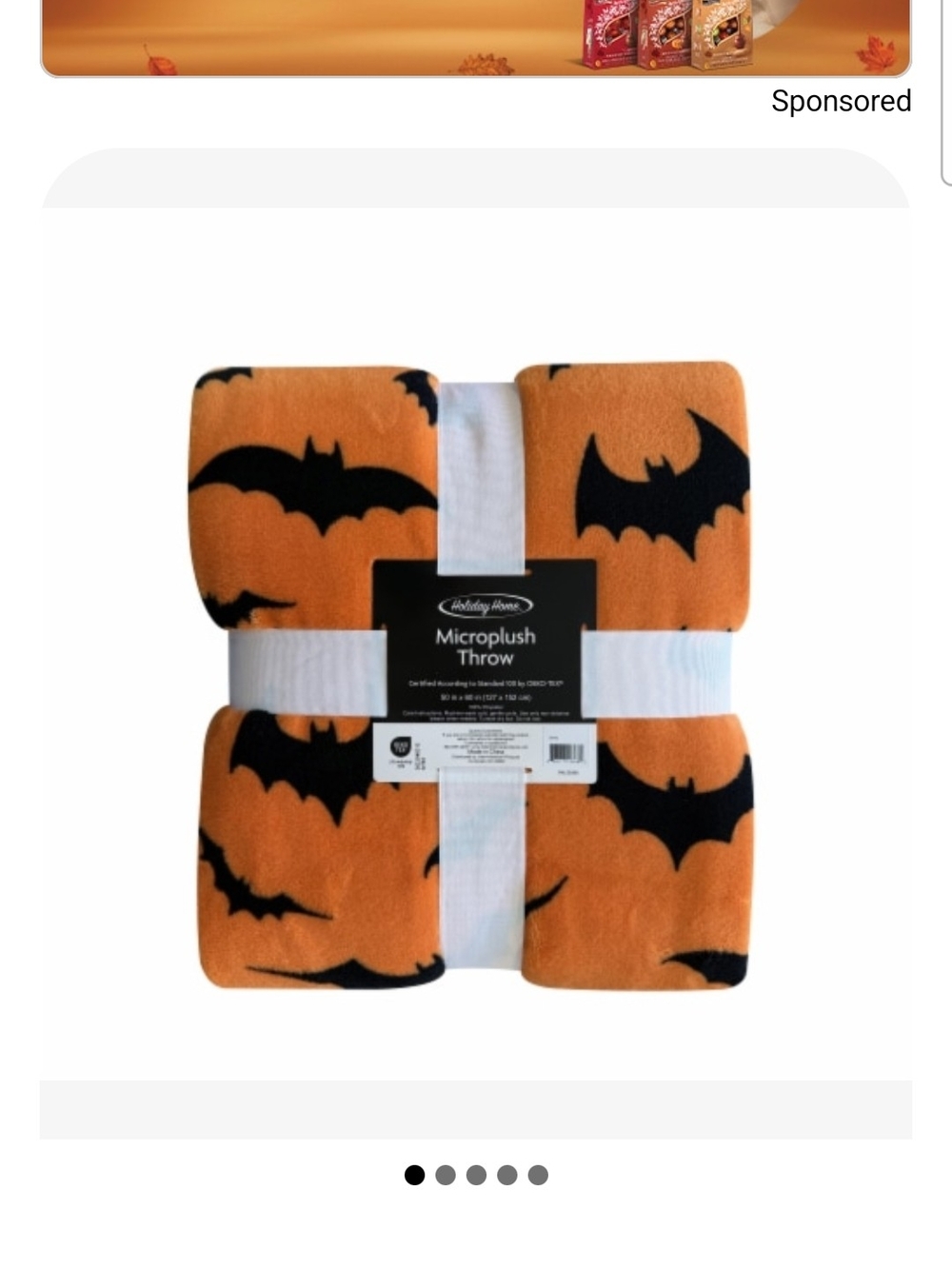 Halloween Microplush Throw Blanket with Black Bat Print - Orange